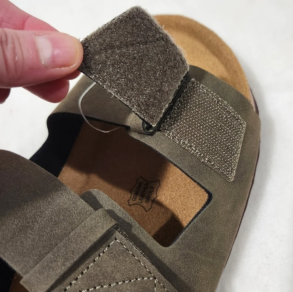 Cushionaire Lynx Cork Suede Velcro Brown Footbed Sandal Men's Size 10 NWOT - Picture 9 of 14
